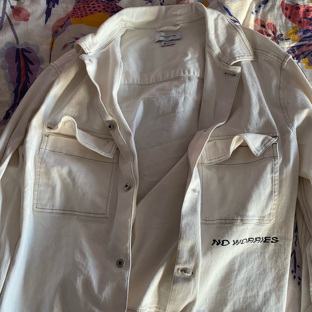 Urban outfitters white denim no worries jacket